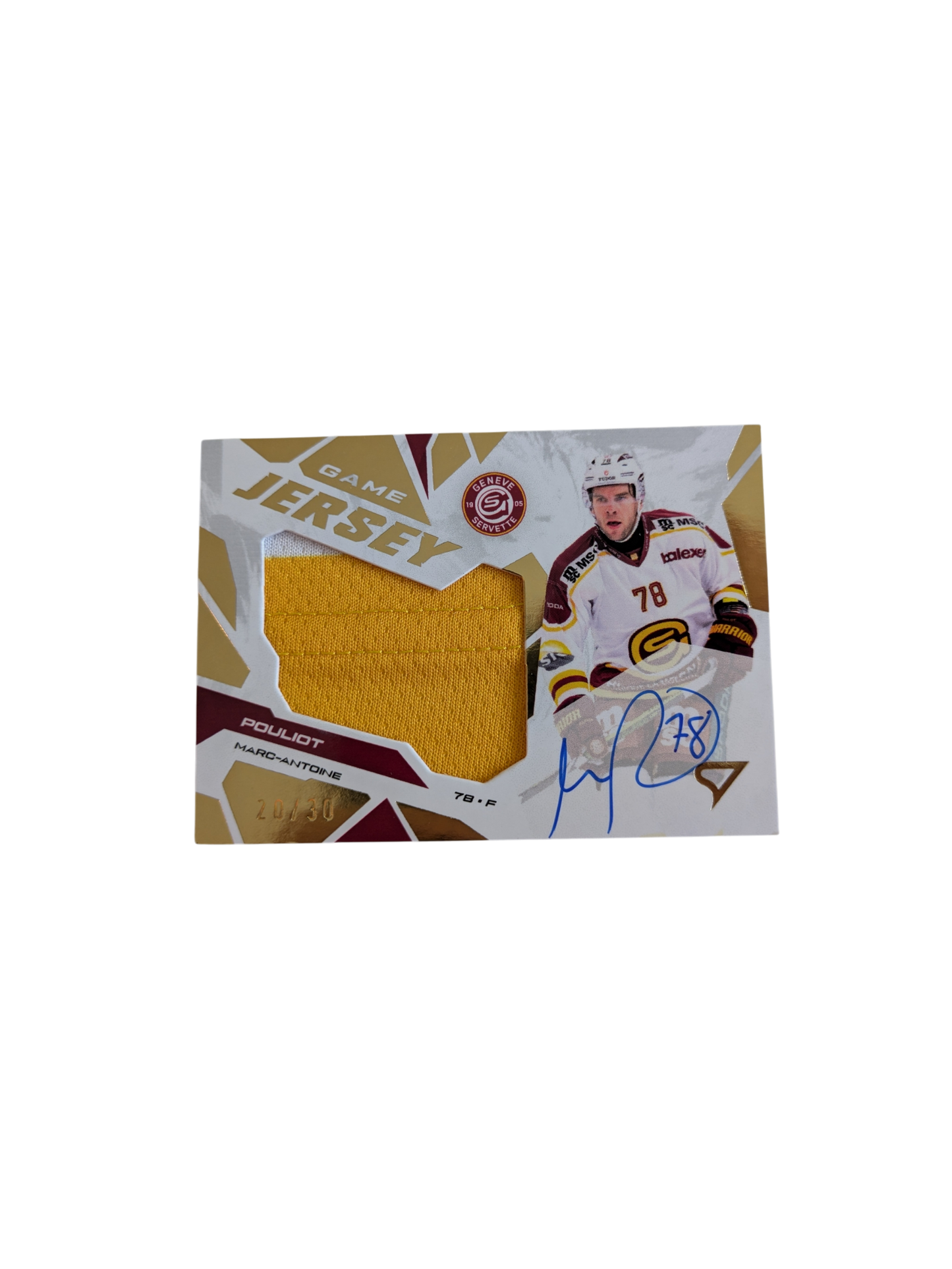 2026 SportZoo National League Series 1 GSHC Marc Antoine Pouliot Game Jersey /30 Auto card