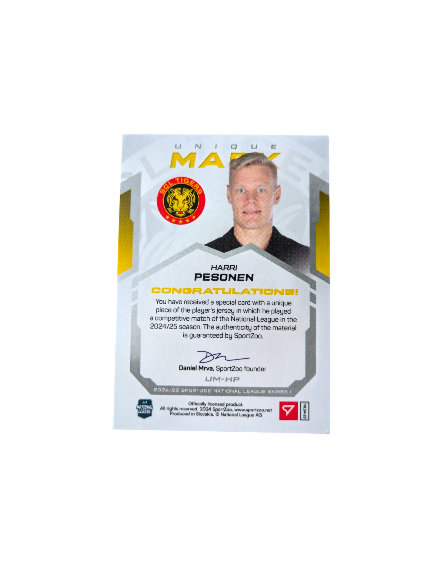 2024 SportZoo National League Langnau Tigers Harri Pesonen Logo Patch 06/15 card