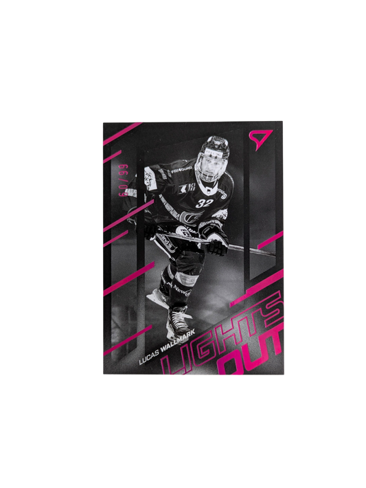 2025-26 SportZoo National League Fribourg-Gottéron Lucas Wallmark Lights Out Pink 60/99 card