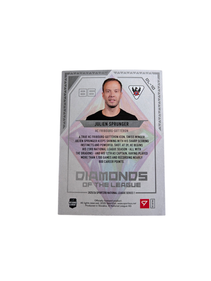 2026 SportZoo National League Diamonds Fribourg Gottéron Julien Sprunger 18/50 card