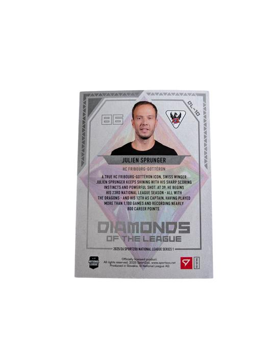 2026 SportZoo National League Diamonds Fribourg Gottéron Julien Sprunger 18/50 card