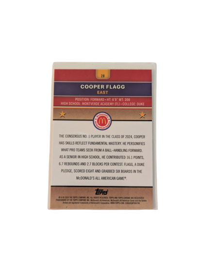 2024 Topps Chrome McDonald's All American Games Cooper Flagg #28 Refractor Card