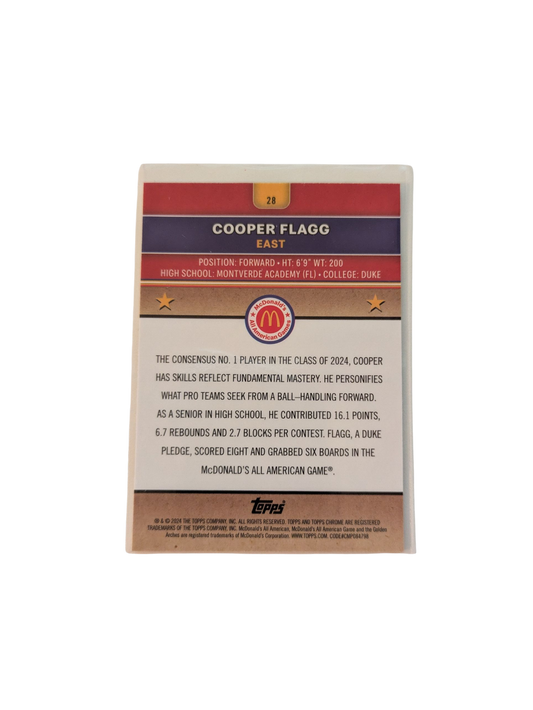 2024 Topps Chrome McDonald's All American Games Cooper Flagg #28 Refractor Card
