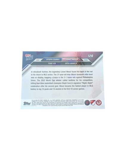 2024 Topps Now Team USA vs Inter Miami Steph Curry vs Lionel Messi Night Night card