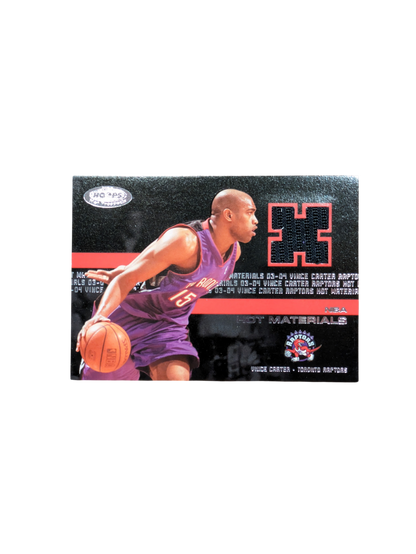 2003 Fleer Skybox Hot Materials Toronto Raptors Vince Carter Game Worn Patch 045/500 card