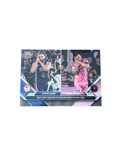 2024 Topps Now Team USA vs Inter Miami Steph Curry vs Lionel Messi Night Night card