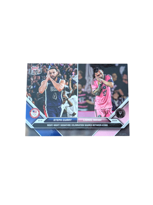2024 Topps Now Team USA vs Inter Miami Steph Curry vs Lionel Messi Night Night card