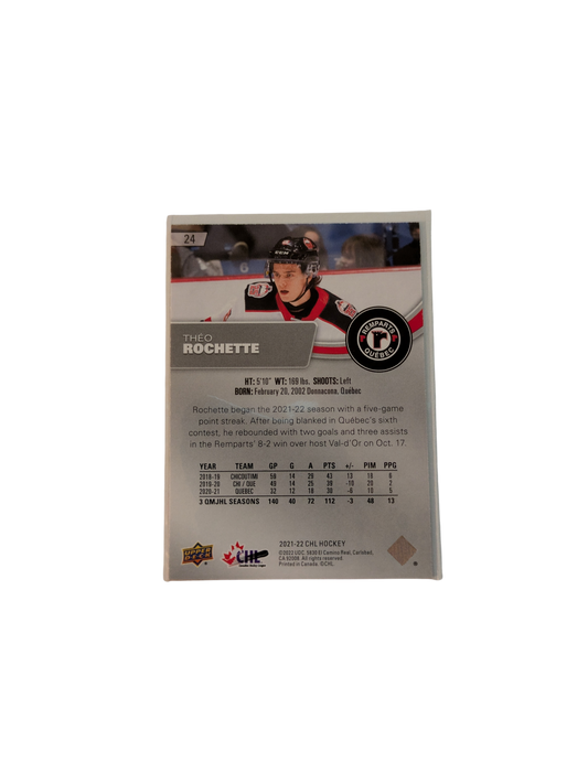2021 Upper Deck Exclusives Quebec Remparts Theo Rochette 085/100 card
