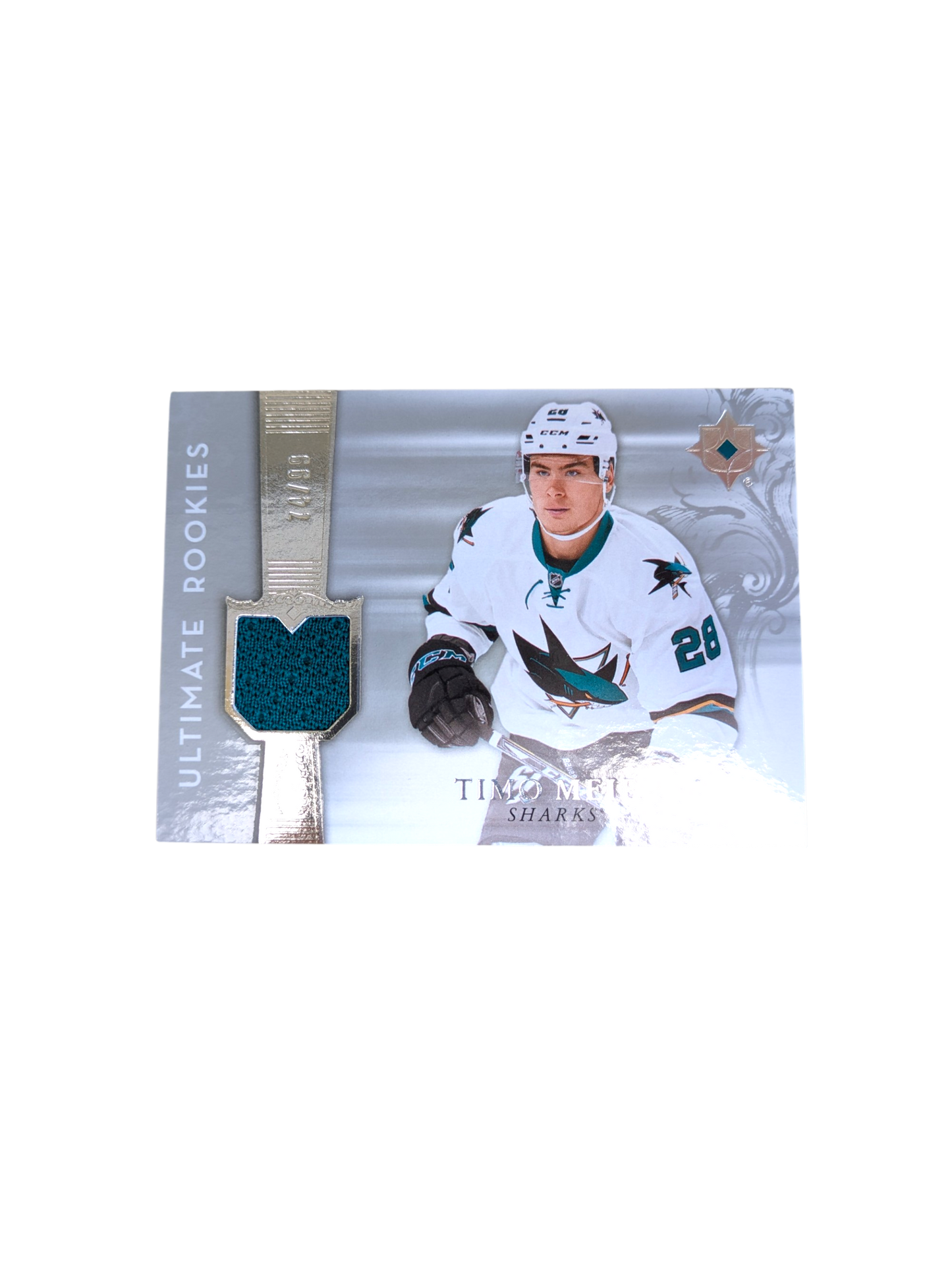 2017 Upper Deck Ultimate Collection San Jose Sharks Timo Meier Patch 74/99 card