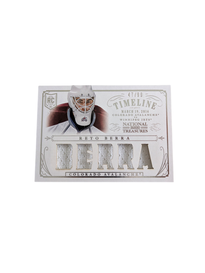 2013-14 Panini Timeline Colorado Avalanche Reto Berra Patch 47/99 card
