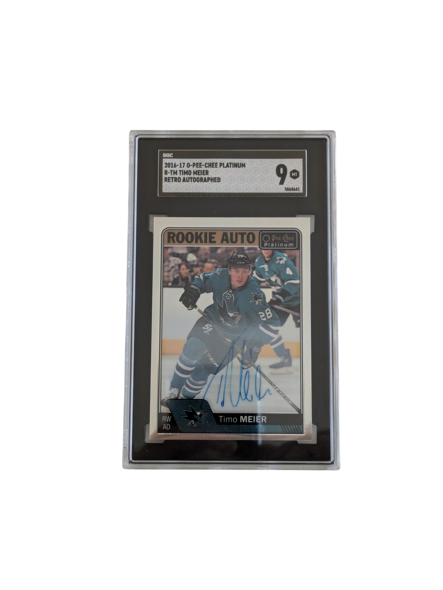 2016 Upper Deck O-Pee-Chee Platinum Timo Meier SGC Auto Rookie Card