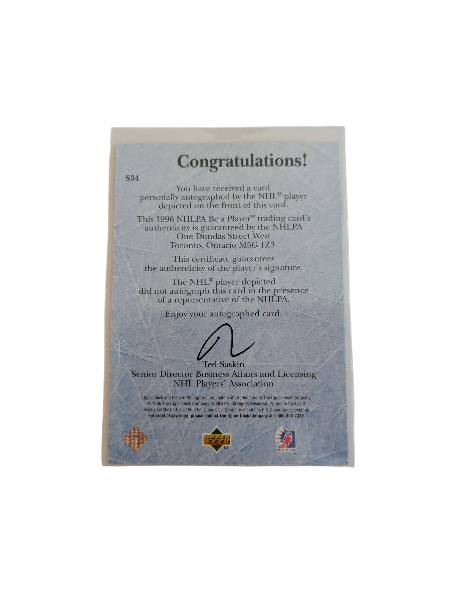 1996 Upper Deck Be a Player Montreal Canadiens Valeri Bure Auto Card