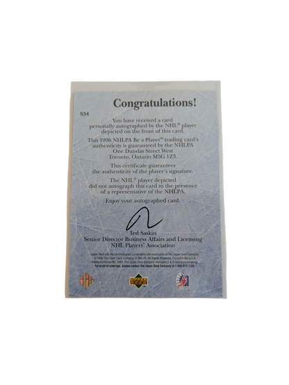 1996 Upper Deck Be a Player Montreal Canadiens Valeri Bure Auto Card