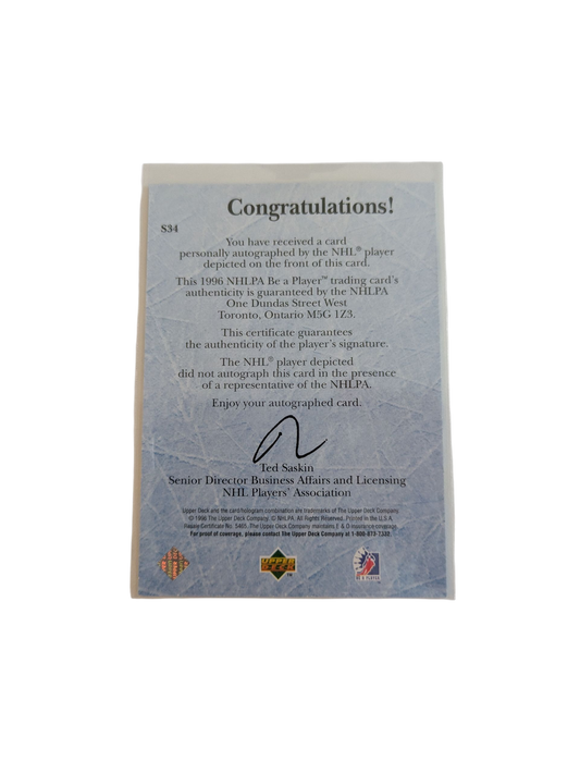 1996 Upper Deck Be a Player Montreal Canadiens Valeri Bure Auto Card