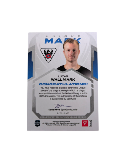 2024 SportZoo National League Fribourg Gotteron Lucas Wallmark Number Patch 6/6 card