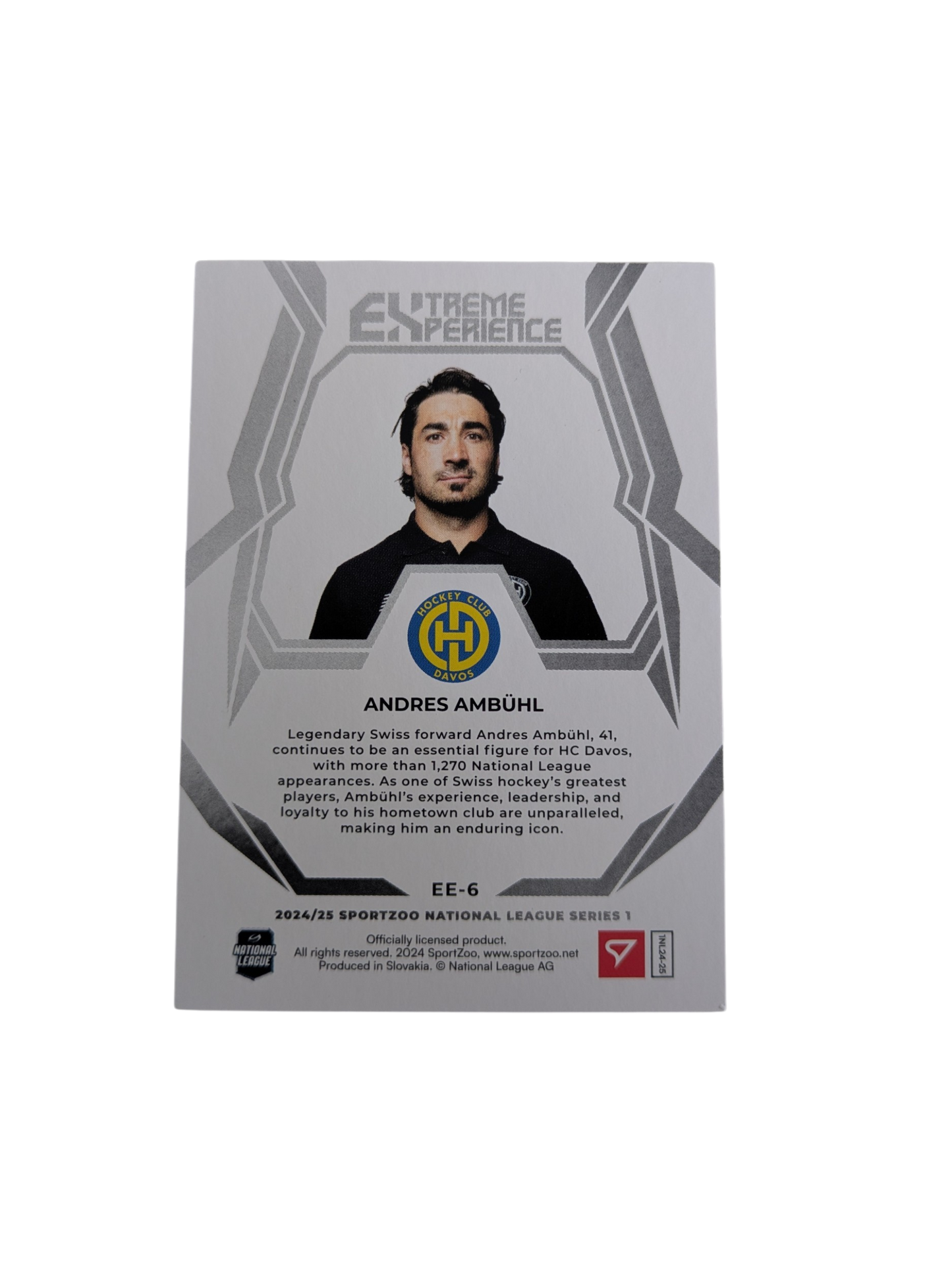 2024 SportZoo National League Series 1 HC Davos Andres Ambuhl Extreme Experience card + 2009 Hartford Wolfpack Mini Program