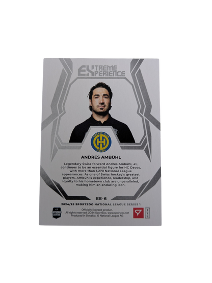 2024 SportZoo National League Series 1 HC Davos Andres Ambuhl Extreme Experience card + 2009 Hartford Wolfpack Mini Program