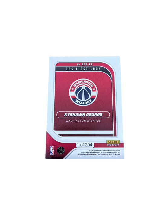2024 Panini Instant Washington Wizards Kyshawn George RPS First Look Rookie 1/204 card