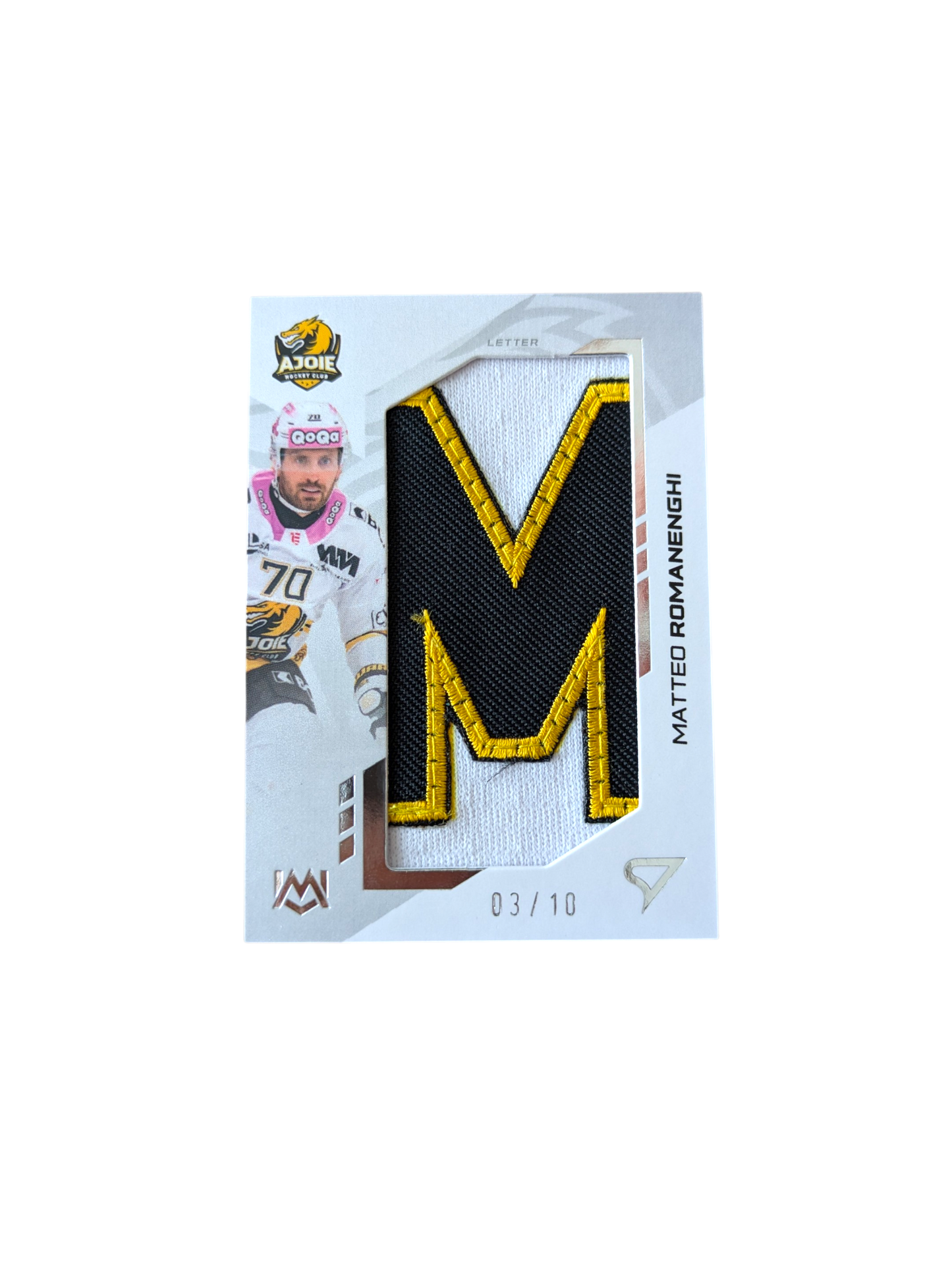 2024 SportZoo National League Ajoie HC Matteo Romanenghi Letter Patch 03/10 card
