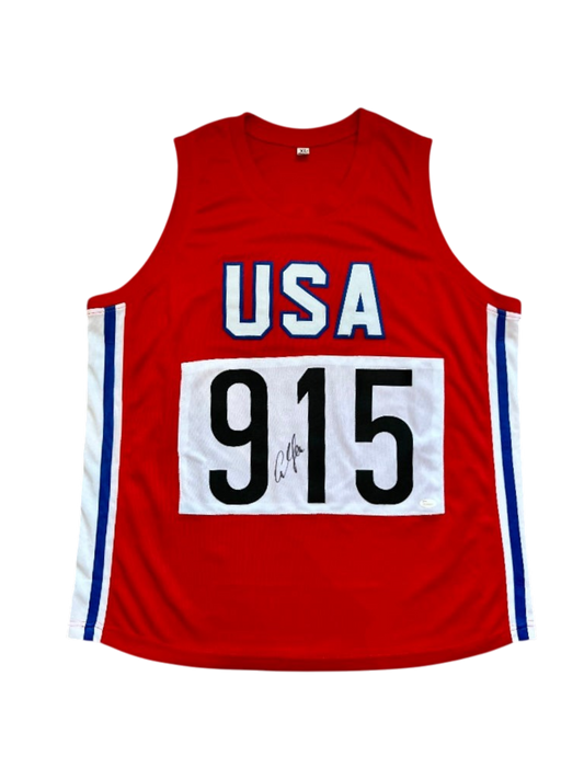 Carl Lewis Track & Filed signed USA Custom Jersey