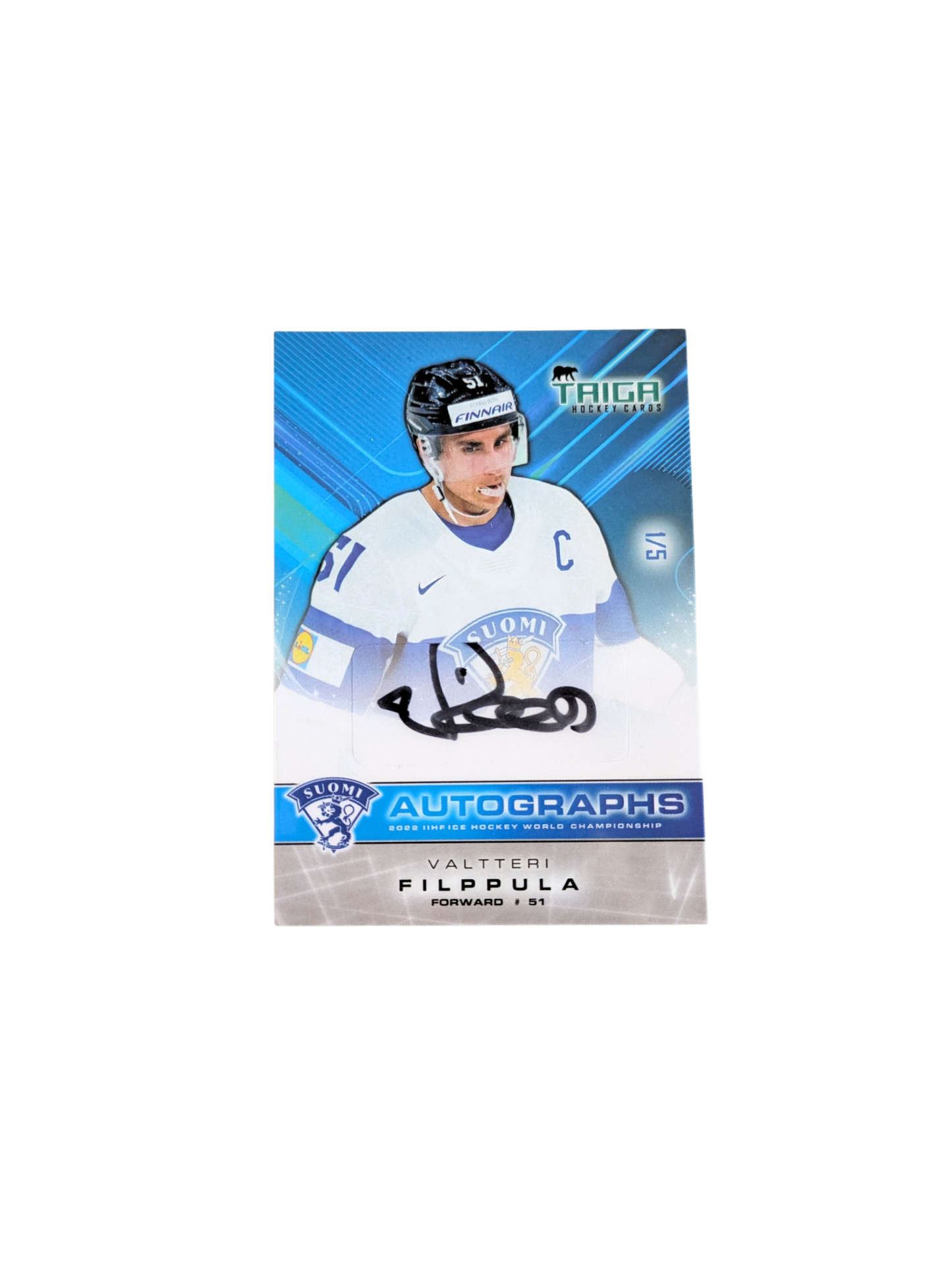 2022 Taiga Hockey Cards Finland Suomi Valtteri Filppula Auto 1/5 card
