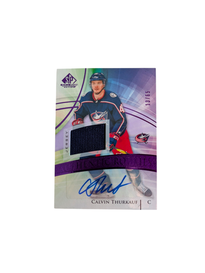 2020-21 Upper Deck Authentic Rookies Columbus Blue Jackets Calvin Thurkauf 13/65 Auto card