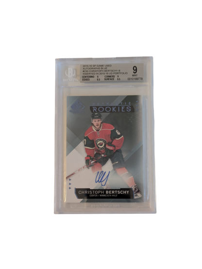 2016 Upper Deck SP Game Used Autograph Blue Minnesota Wild Christoph Bertschy Beckett Card