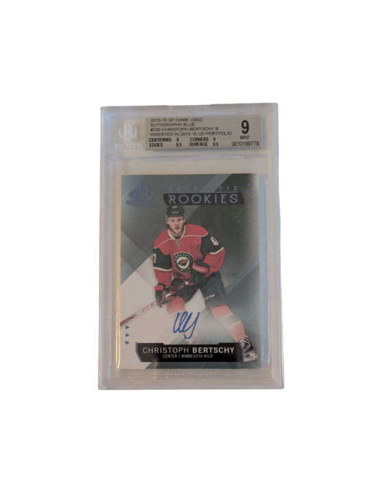 2016 Upper Deck SP Game Used Autograph Blue Minnesota Wild Christoph Bertschy Beckett Card
