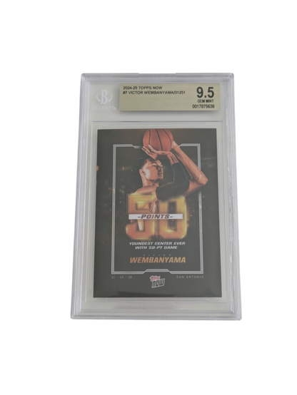 2024 Topps Now Victor Wembanyama 50 Points Beckett 9.5 Card
