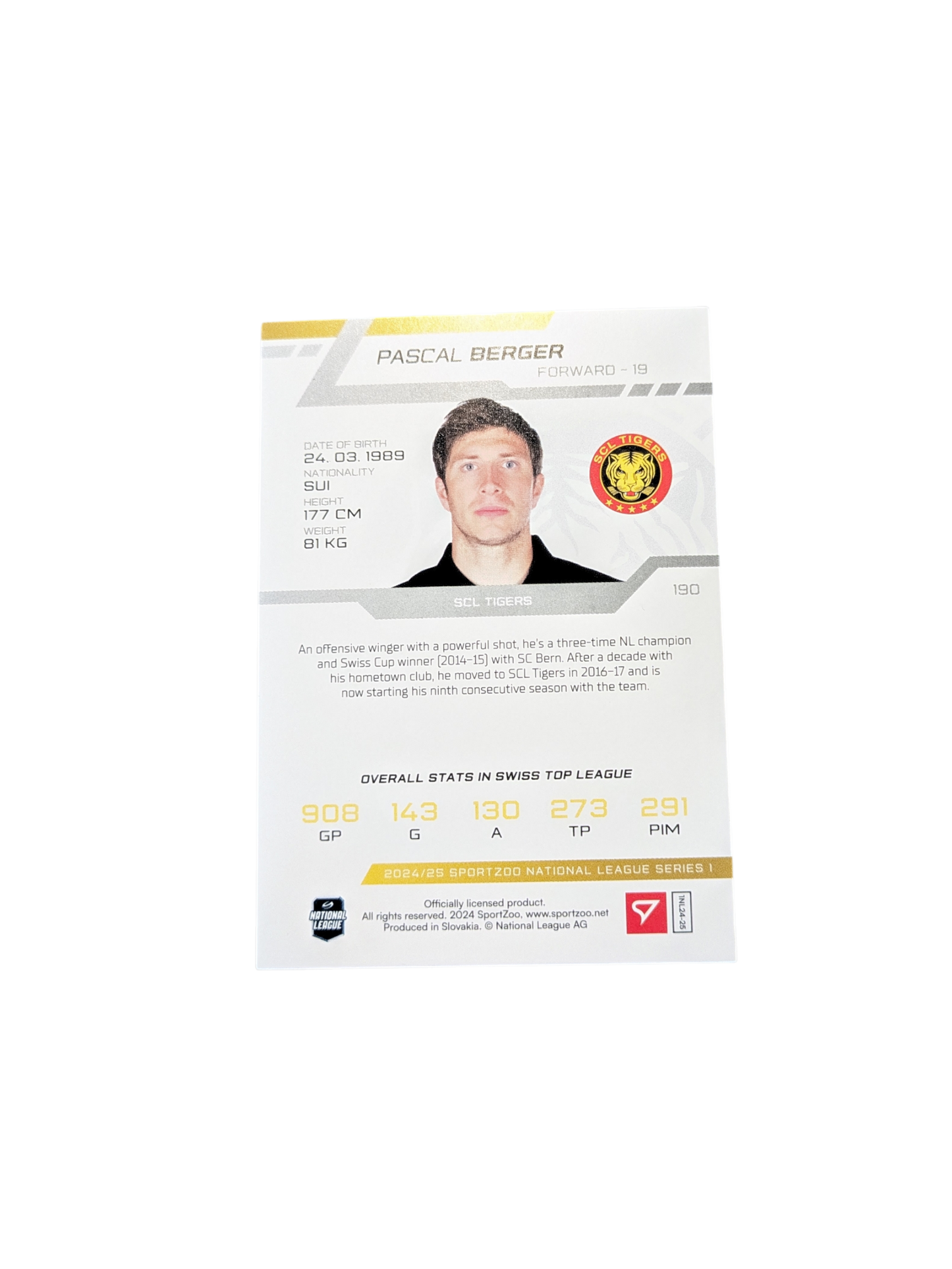 2025 SportZoo National League Langnau Pascal Berger 08/30 Blue card