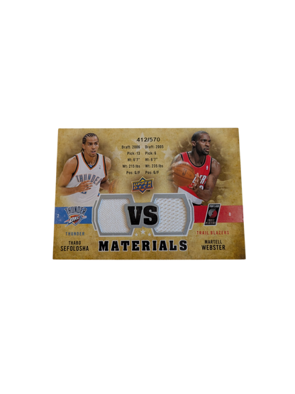 2009 Upper Deck Materials Thabo Sefolosha v Martell Webster Patch /570 card