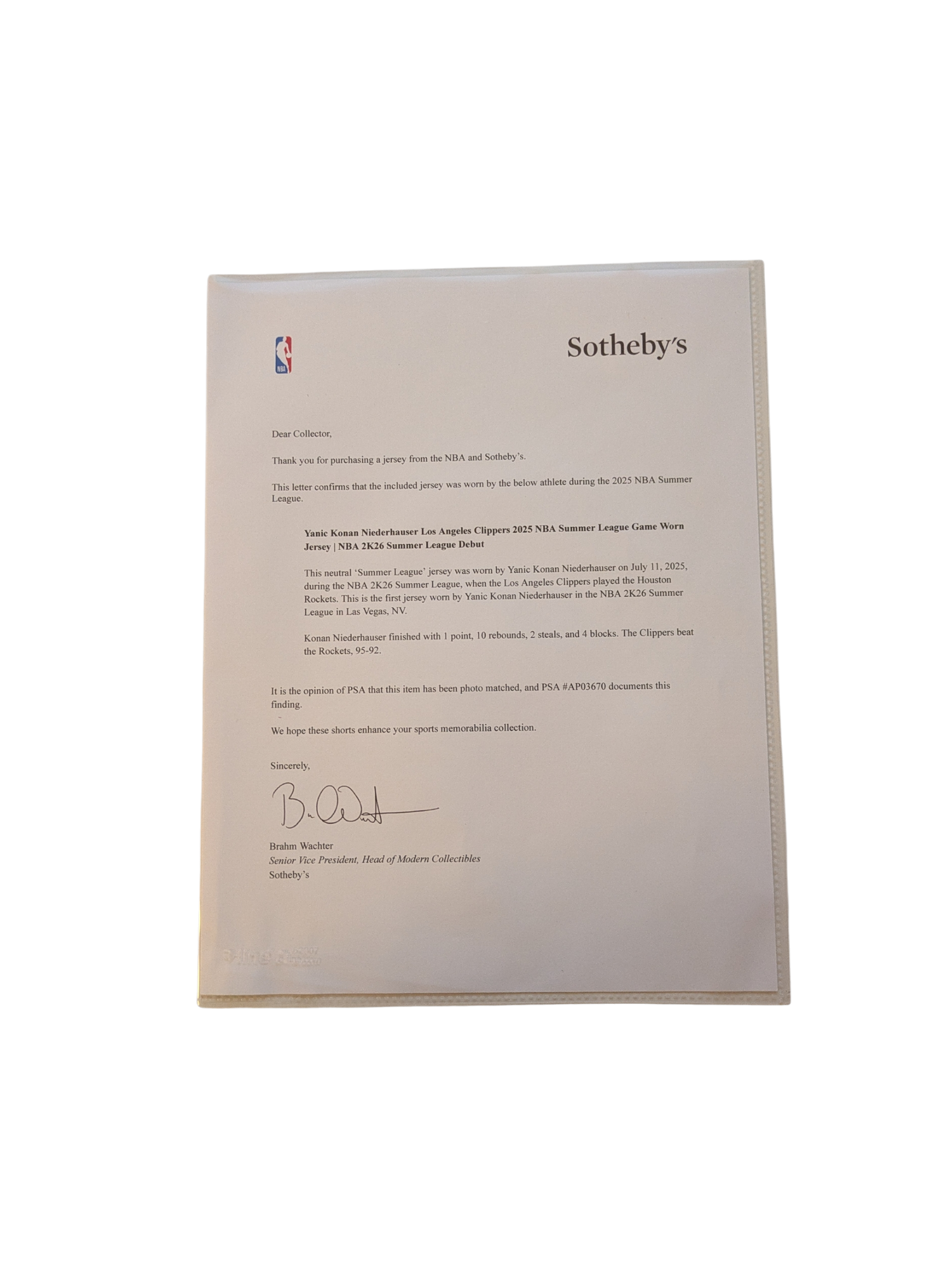 2025 NBA Summer League Los Angeles Clippers Yanic Konan Niederhauser Game Worn Jersey