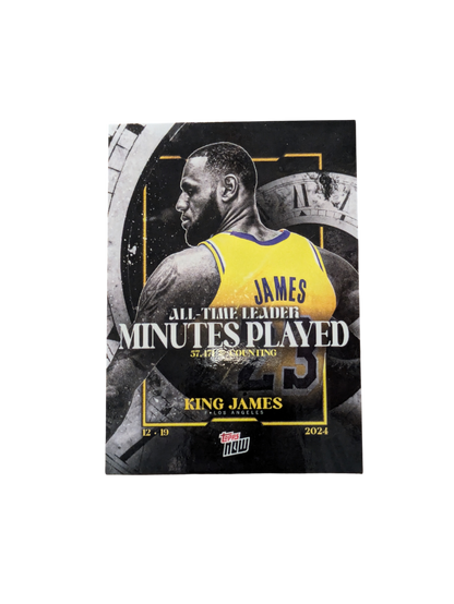 2024 Topps Now Los Angeles Lakers LeBron James All Time Leader Minutes Played card