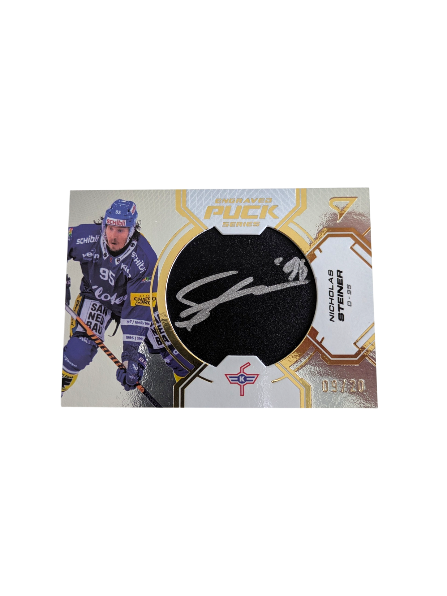 2025 SportZoo National League Series 2 Kloten Engraved Puck Nicholas Steiner /20 card