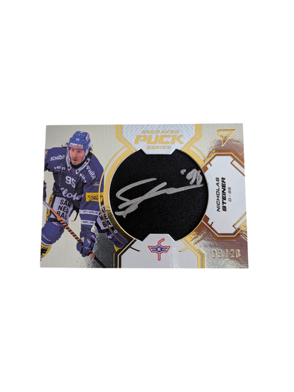 2025 SportZoo National League Series 2 Kloten Engraved Puck Nicholas Steiner /20 card