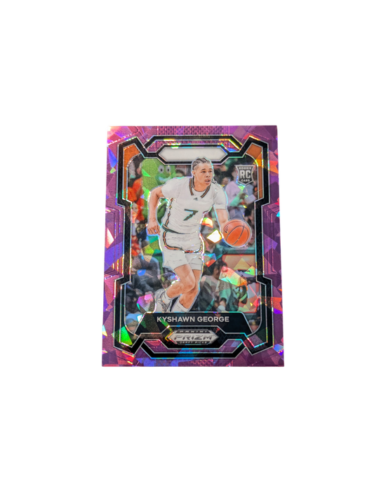2024 Panini Prizm Washington Wizards Kyshawn George #71 Rookie Purple Cracked /149 card