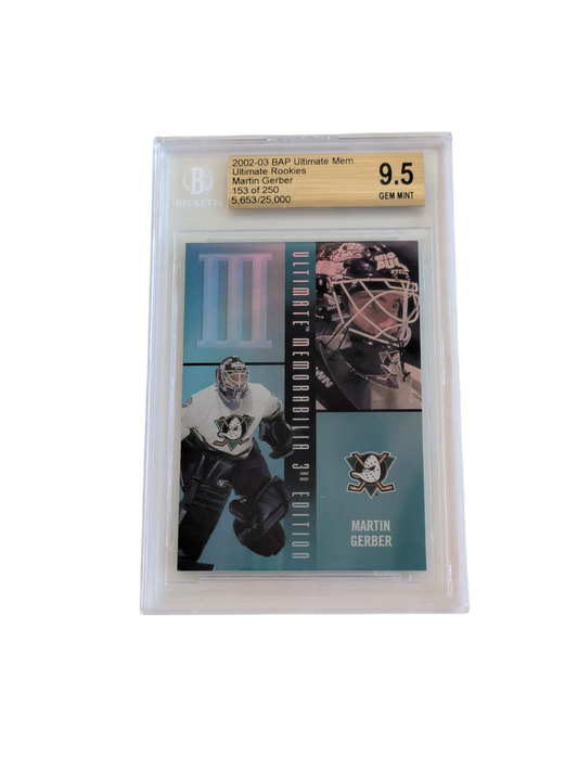2003 In The Game Anaheim Mighty Ducks Martin Gerber Ultimate Memorabilia Beckett card