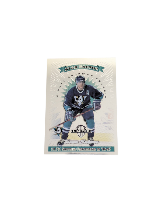 1997 Donruss Star Factor Limited NHL Anaheim Mighty Ducks Teemu Selanne card