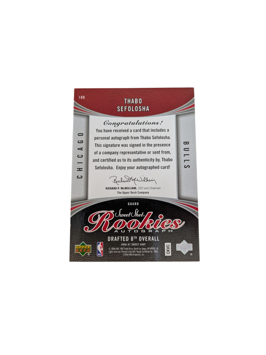 2007 Upper Deck Sweet Shot Chicago Bulls Thabo Sefolosha Auto /799 Card