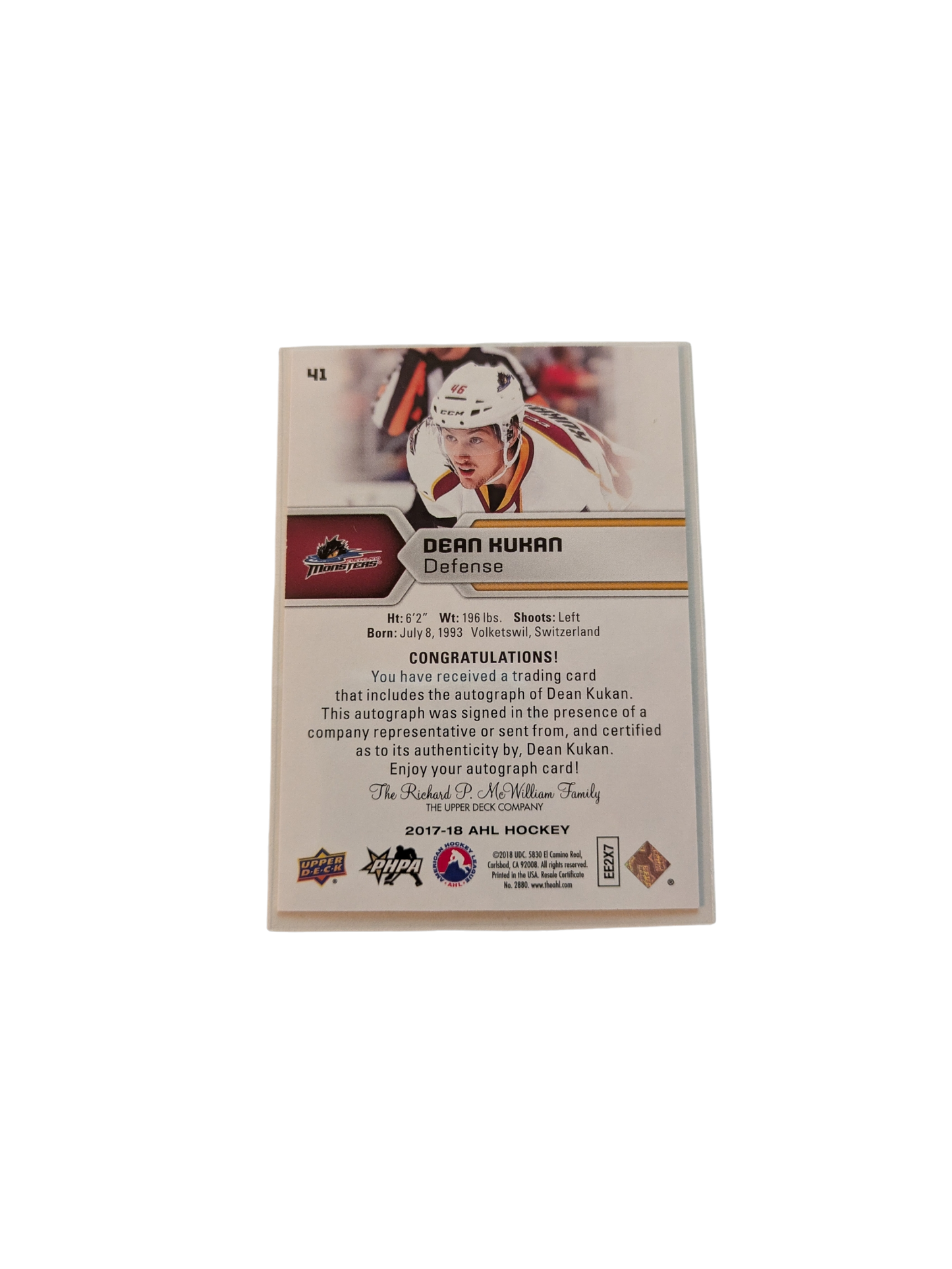 2015 Upper Deck AHL Hockey Hamilton Bulldogs Sven Andrighetto Auto Card