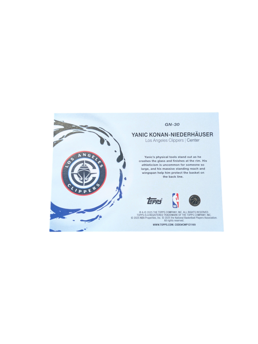 2025/26 Topps Los Angeles Clippers Yanic Konan Niederhauser Generation Now Holo Rookie card