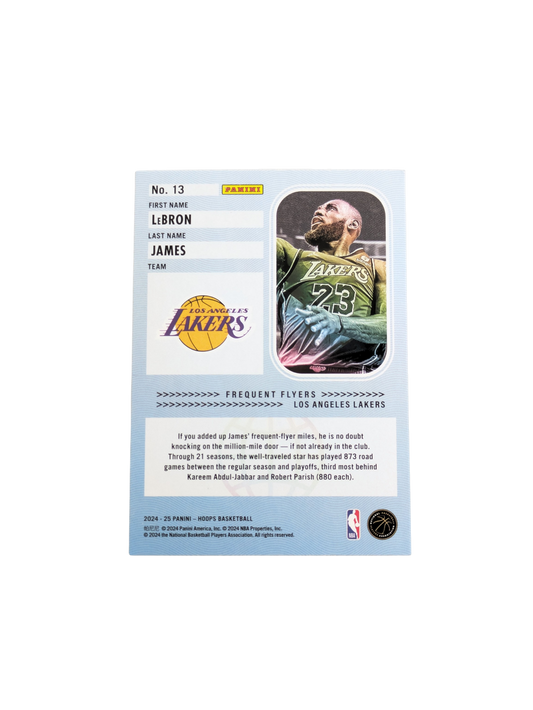 2024 Panini NBA Hoops Los Angeles Lakers LeBron James Frequent Flyers #13 card
