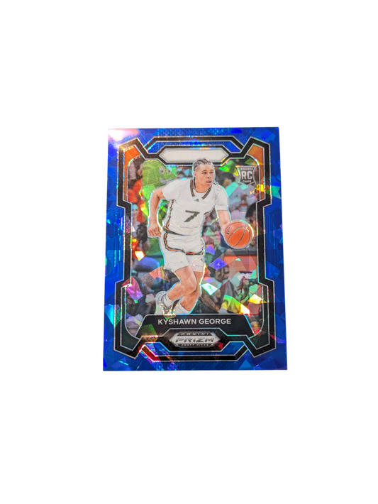 2024 Panini Prizm Washington Wizards Kyshawn George #71 Rookie Blue Cracked 18/99 card