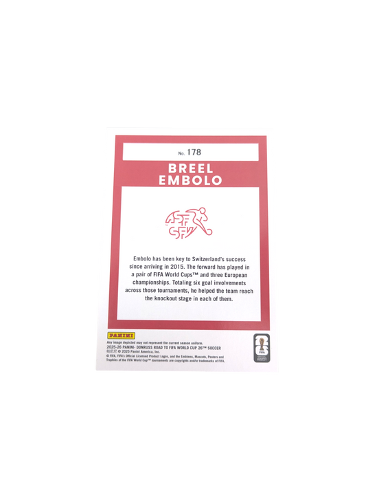 2025-26 Panini Donruss Road to World Cup Switzerland Breel Emobolo #178 card