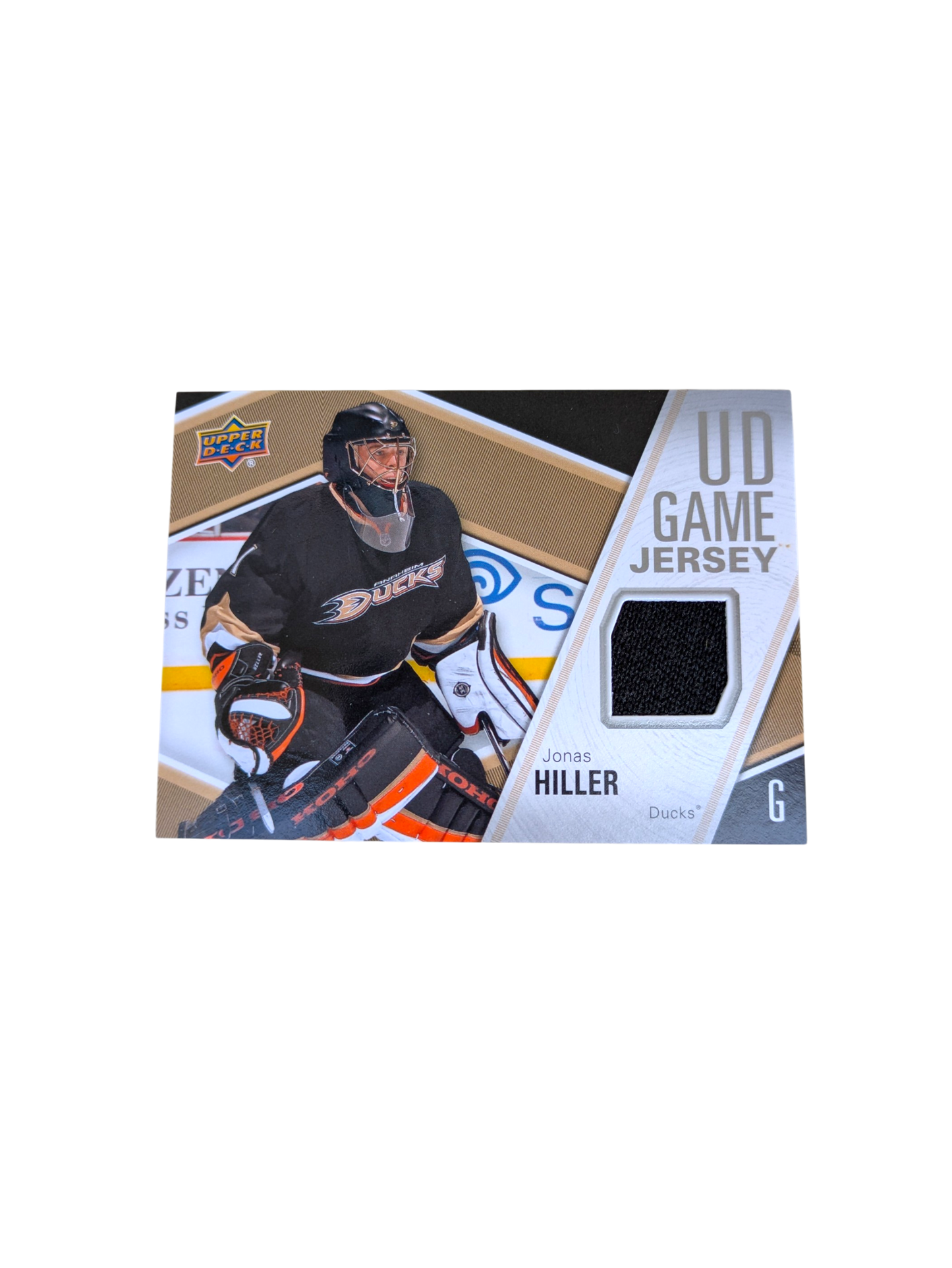 2011 Upper Deck Game Jersey Anaheim Ducks Jonas Hiller Patch card
