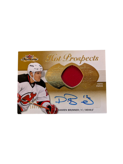 2013-14 Fleer Hot Prospects New Jersey Devils Damien Brunner Patch & Auto /375 card