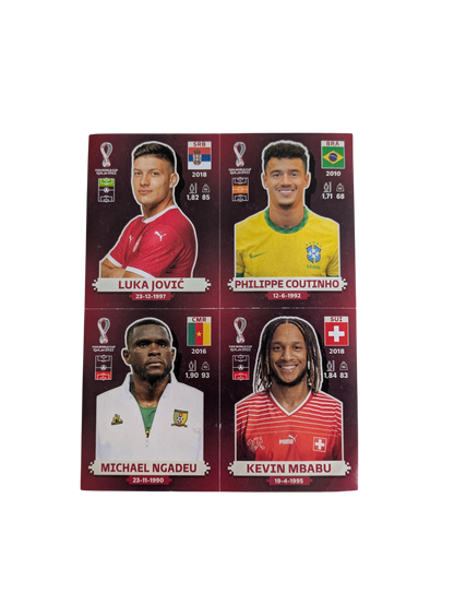 2022 Panini FIFA World Cup Jovic Coutinho Ngadeu & Mbabu Stickers