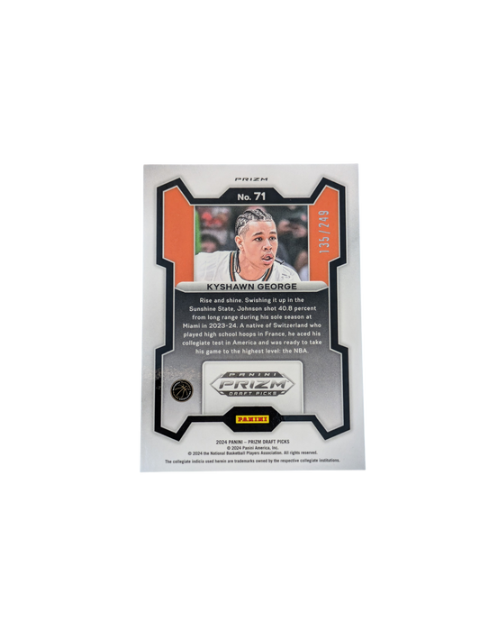 2024 Panini Prizm Washington Wizards Kyshawn George #71 Rookie Blue Wave 135/249 card