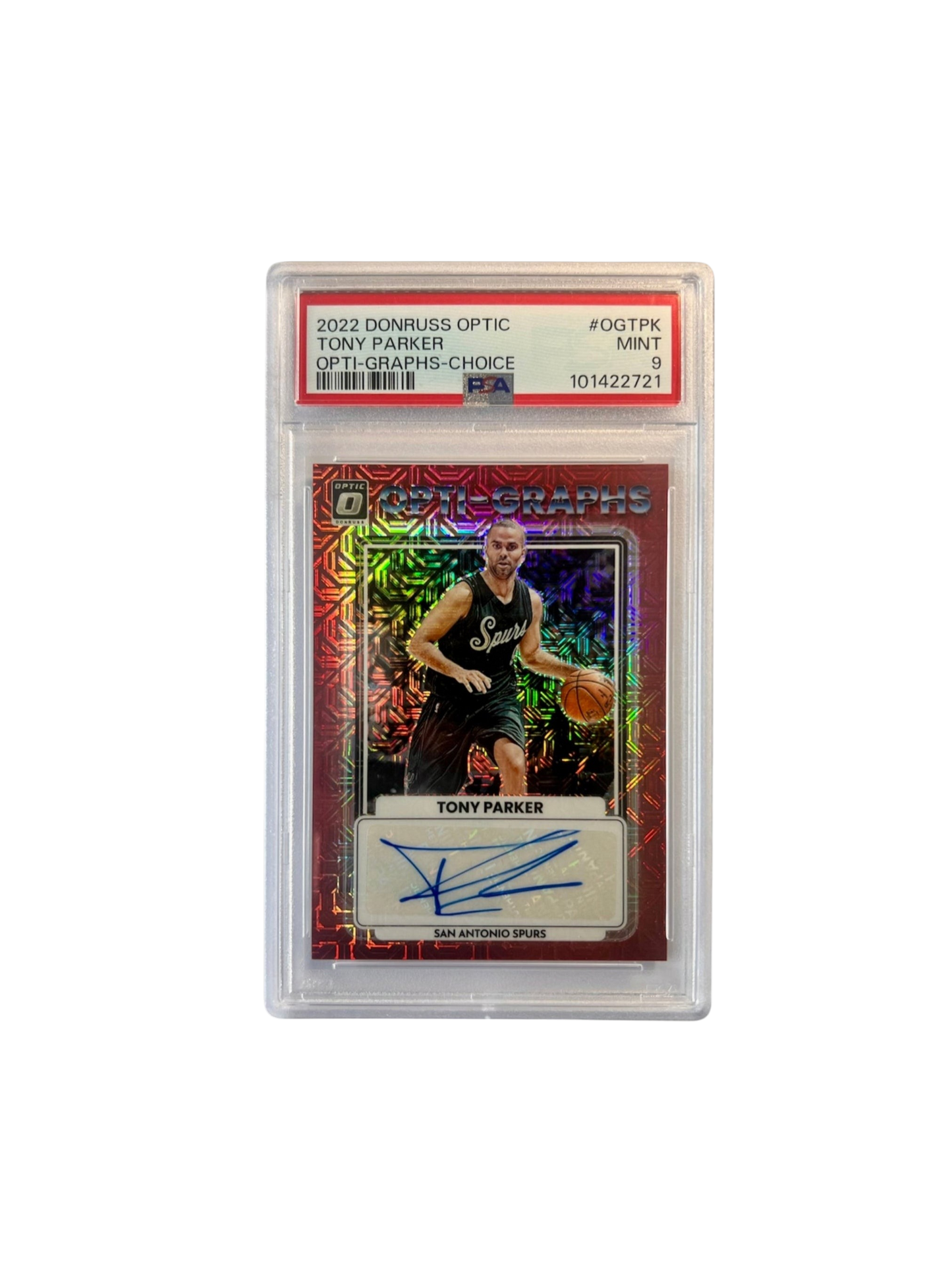 2022 Donruss Optic Tony Parker Opti-Graphs Choice Autograph PSA card
