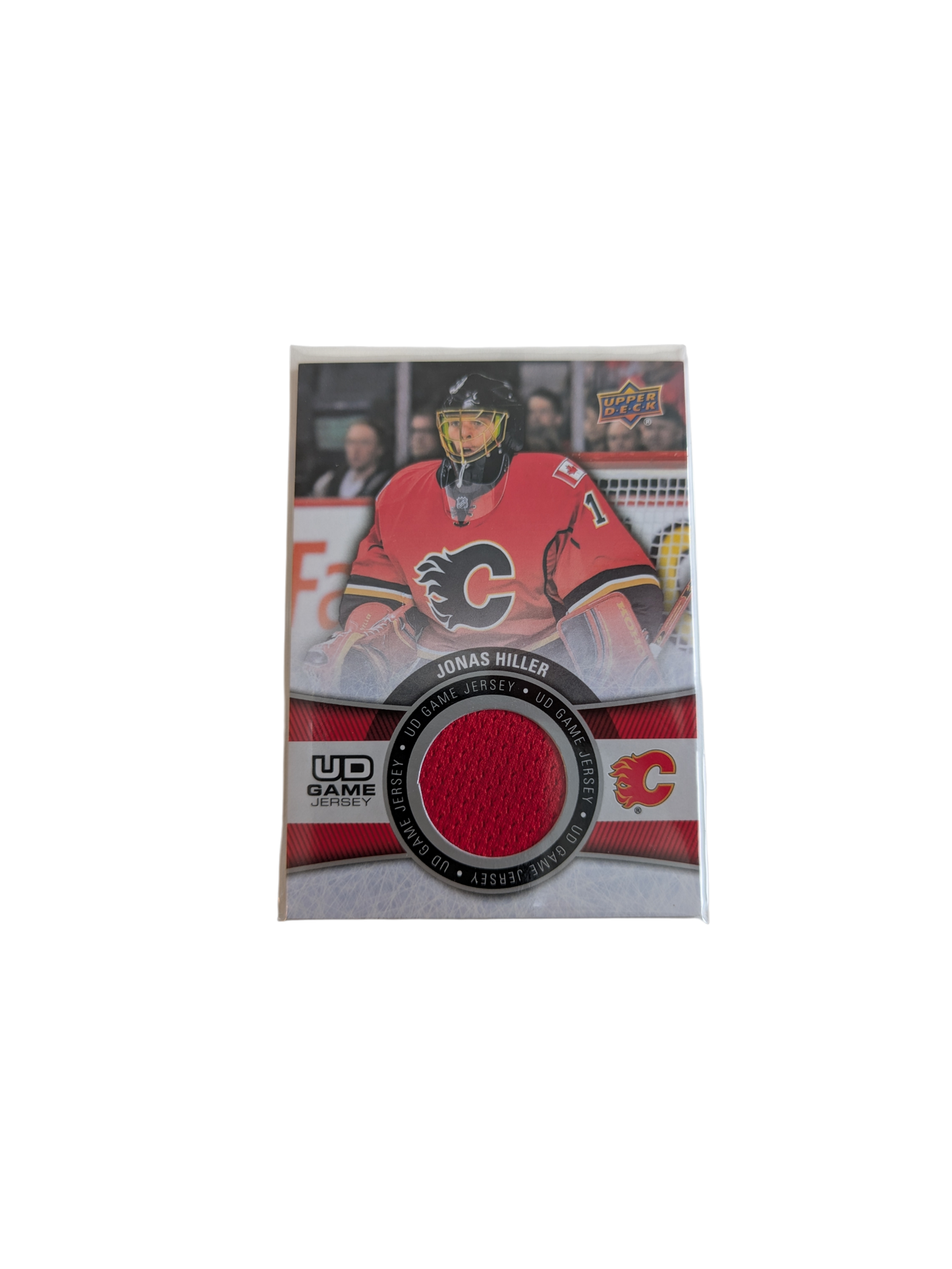 2015 Upper Deck Game Jersey Calgary Flames Jonas Hiller Patch GJ-JH card